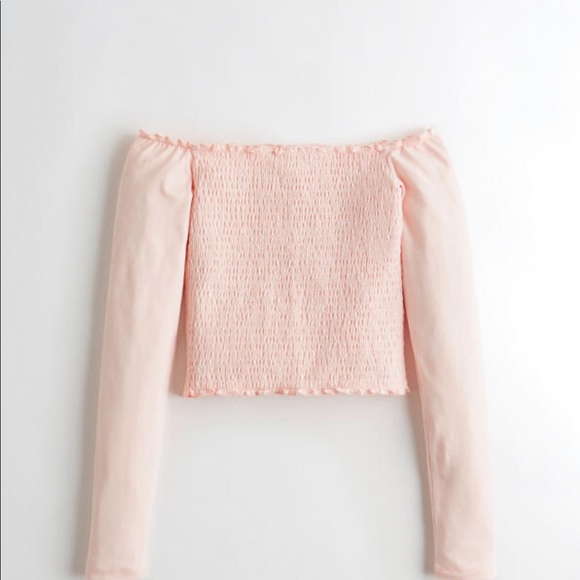 Hollister light pink off the shoulder crop top - Picture 4 of 6